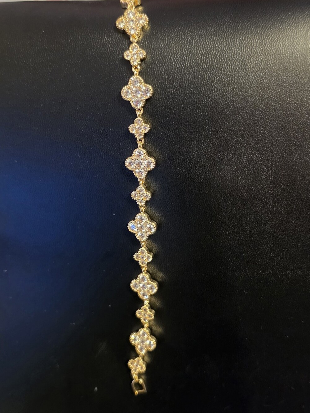 14k Gold Over Sterling Clover Crystal Bracelet - Women's Jewelry